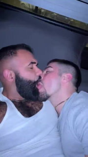 Video by Nickplus33 with the username @Nickplus33, who is a verified user,  June 29, 2024 at 2:36 AM and the text says '#kissing #bromance #dilf #bear #hairy #beefy #chain #tongue #hotvid #otter'