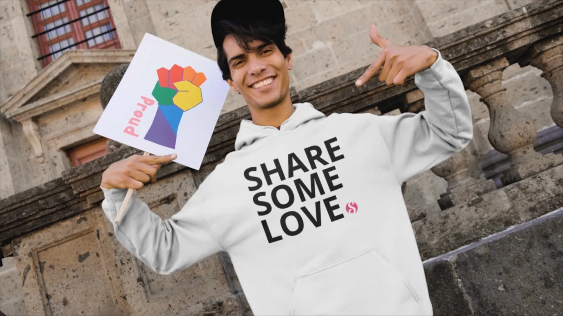 Video by Sharesome with the username @Sharesome, who is a admin user,  August 12, 2021 at 4:43 PM. The post is about the topic SharesomeLove and the text says 'Hello lovely people of Sharesome,

while we are working on new features for the platform, we want you all to #SharesomeLove in real life too.

That works certainly best with a Sharesome or Flame shirt that you can order now in our brand new love-store:..'