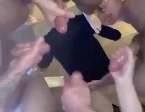 Video by BuddyBate with the username @BuddyBate,  December 7, 2023 at 1:48 AM. The post is about the topic wankbuddies and the text says 'The guys have a few traditions. One of the best is that every new member of the circle gets a #BuddyBate t-shirt drenched with the #cum splashes of their first group #jackoff'