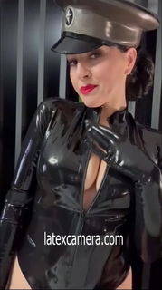 Video by LatexAngel with the username @LatexAngel, who is a star user,  August 15, 2024 at 11:59 AM. The post is about the topic Domination, Fetish, Bdsm, Mistress and the text says 'Beauty and power on latexcamera, enveloped in black latex.

#latexbodysuit #blacklatex #blacklatexbodysuit #latex #blacklatexgloves #latexgloves #militarycap #military #peakedcap #mistress #fetish #bigtits #MILF #brunette #greeneyes #sexy #angelikacroft..'