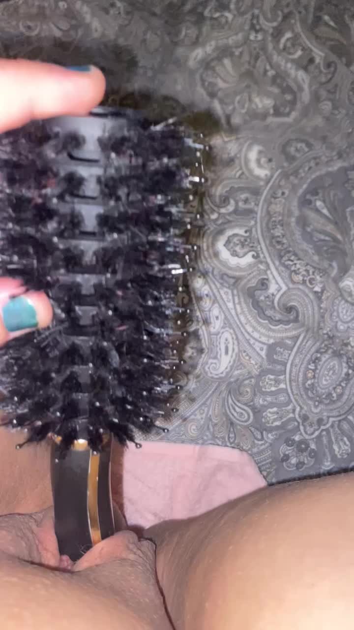 Watch the Video by wetbabygrrrl with the username @wetbabygrrrl, who is a verified user, posted on July 19, 2021. The post is about the topic Odd Insertions. and the text says 'i was so horny last night sexting my daddy i just had to fuck my little pussy with  my hair brush'