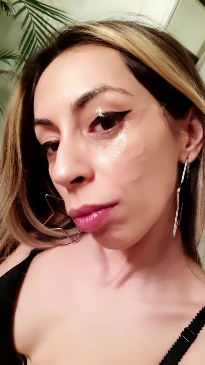 Video by CandieCross with the username @CandieCross, who is a star user,  January 4, 2021 at 3:37 PM. The post is about the topic Facial Cumshot and the text says 'My face is happy Yammy Cum 💦❤🤟 #sperm #cum #slut'