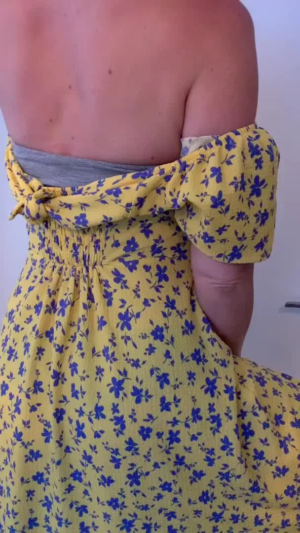 Video by Kimthemilf with the username @Kimthemilf, who is a verified user,  June 17, 2023 at 5:03 PM. The post is about the topic Slut Wifes and the text says 'Go on take a look up my dress! Dont worry i like it!'