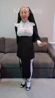 Video by SexWithMilfStella with the username @SexWithMilfStella, who is a star user,  September 10, 2024 at 7:00 PM and the text says 'Stella Tries On Her Nun Habit And Cosplay Costume'