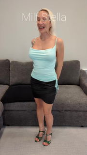 Video by SexWithMilfStella with the username @SexWithMilfStella, who is a star user,  November 16, 2024 at 8:00 PM. The post is about the topic Awesome Milfs and the text says 'Aqua Top, Black Skirt with Green Heels'