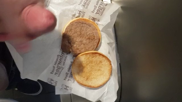Video by Lyon1990 with the username @Lyon1990,  October 16, 2020 at 7:19 PM. The post is about the topic Cum on food and the text says 'Burger with cum'