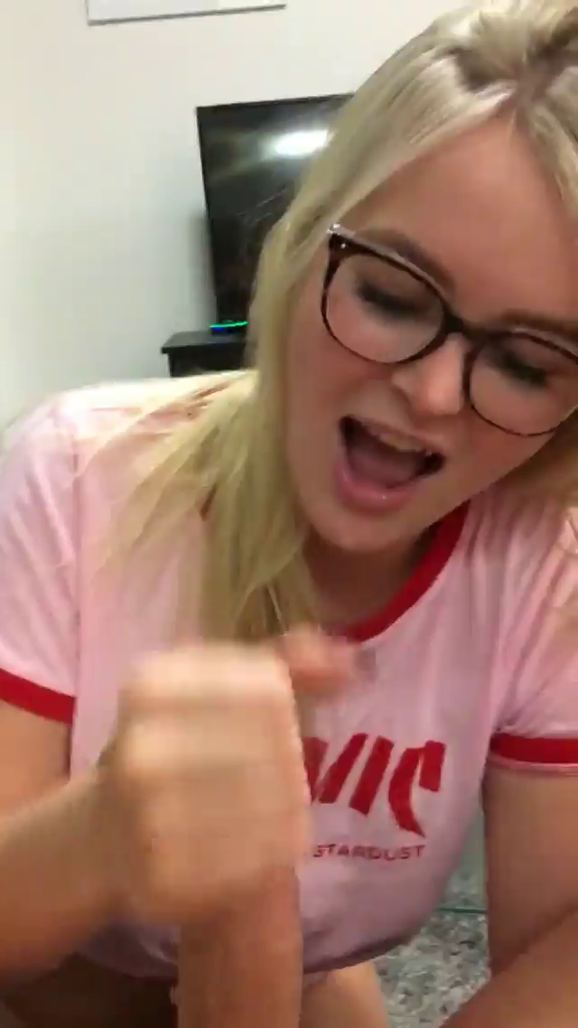 Video by HornyStoner0042 with the username @HornyStoner0042,  April 17, 2020 at 10:03 PM. The post is about the topic Cum Sluts and the text says 'Nerdy Blonde Enjoys Milking Cock'