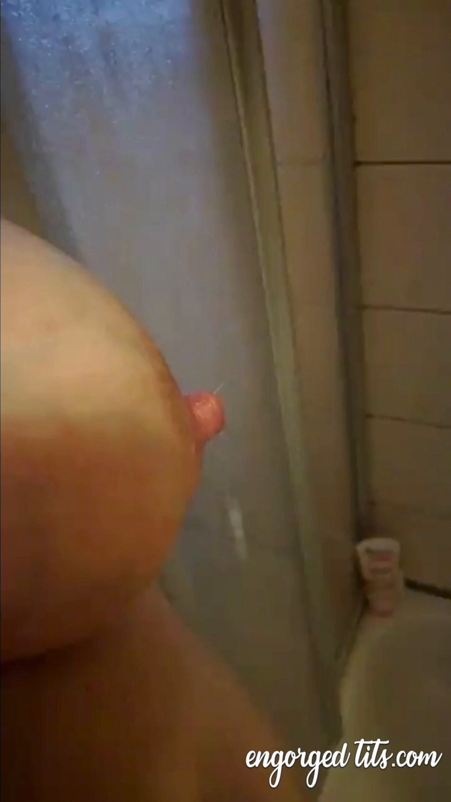 Video by BrunoBang with the username @BrunoBang,  June 2, 2020 at 7:56 AM. The post is about the topic Lactation and the text says 'Big veiny boob auto-spray in bathroom. More lactating videos (100% free) right here >> engorgedtits.com #lactation #lactating #milkytits #lactationfantasy #lactophilia #adultbreastfeeding #darkareolas #nursingbra'