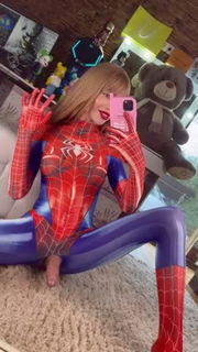 Video by Kzed2003 with the username @Kzed2003,  September 18, 2021 at 12:53 AM. The post is about the topic Slutty Cosplay and the text says 'so that is how she makes her webbing-  Video in topic Sissy by ZoeyZoe'