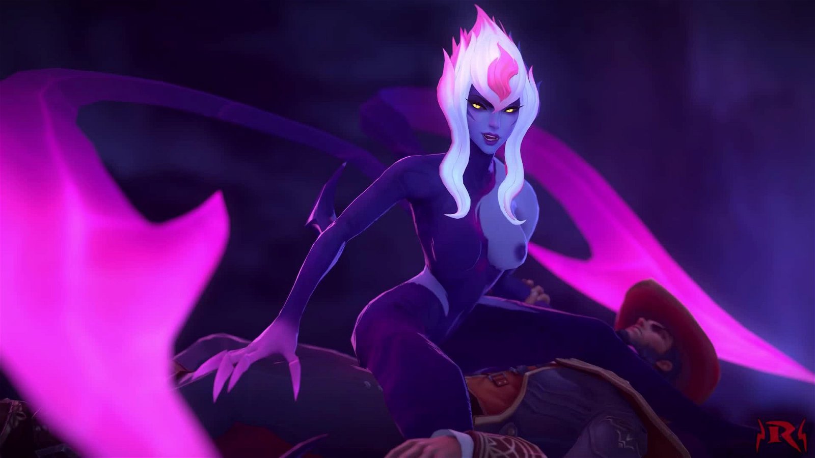Video by Rexx with the username @rexxworld, who is a verified user,  August 1, 2021 at 1:20 AM. The post is about the topic 3D Animation Gaming and the text says '[SOUND] (League of Legends) The Ambush
#3D #LeagueOfLegends #Evelynn #Cowgirl
Like what I do? Funding links in my profile, or just send some Flame'