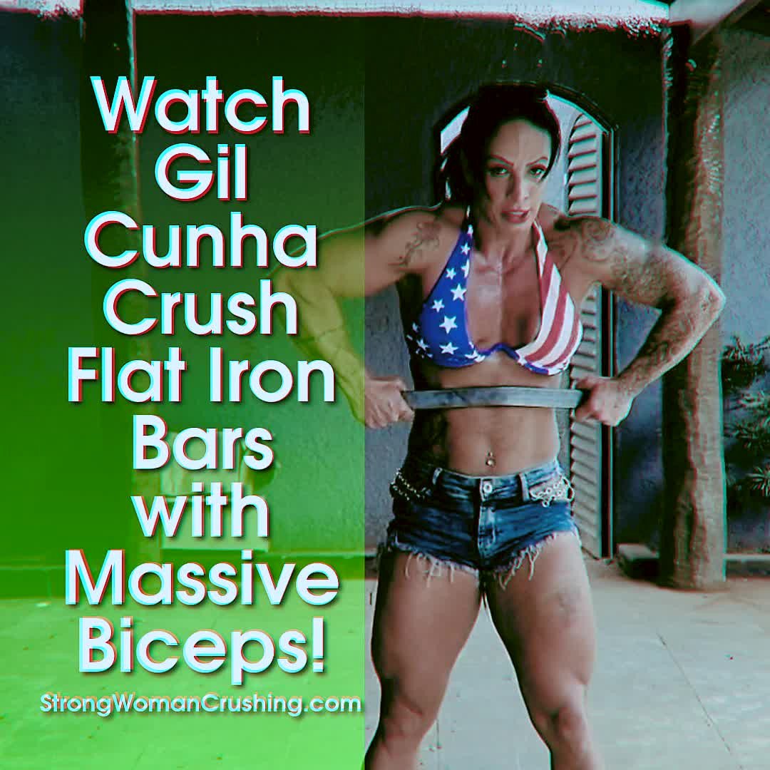 Watch the Video by MusclegirlStrength with the username @MusclegirlStrength, who is a brand user, posted on March 11, 2024 and the text says 'Watch Gil Cunha Crush Flat Iron Bars with Massive Biceps!
Full Video: fbbstrength.com

Unleash the power of muscular female bodybuilders and watch them crush limits with their strength on our site now!

#musclegirl #musclegirllove #femalemuscle..'