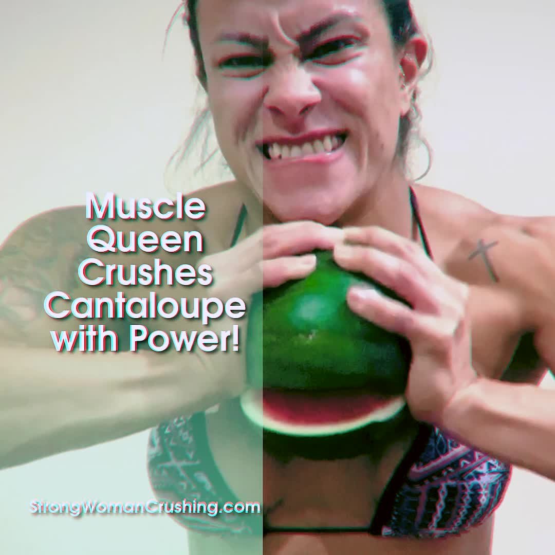 Video by MusclegirlStrength with the username @MusclegirlStrength, who is a brand user,  March 18, 2024 at 11:50 AM and the text says 'Muscle Queen Crushes Cantaloupe with Power!
Full Video: fbbstrength.com

Discover the world of powerful female bodybuilders showcasing their strength, muscle flexing, and incredible feats of power - witness them crush things, lift cars, and bend metal..'