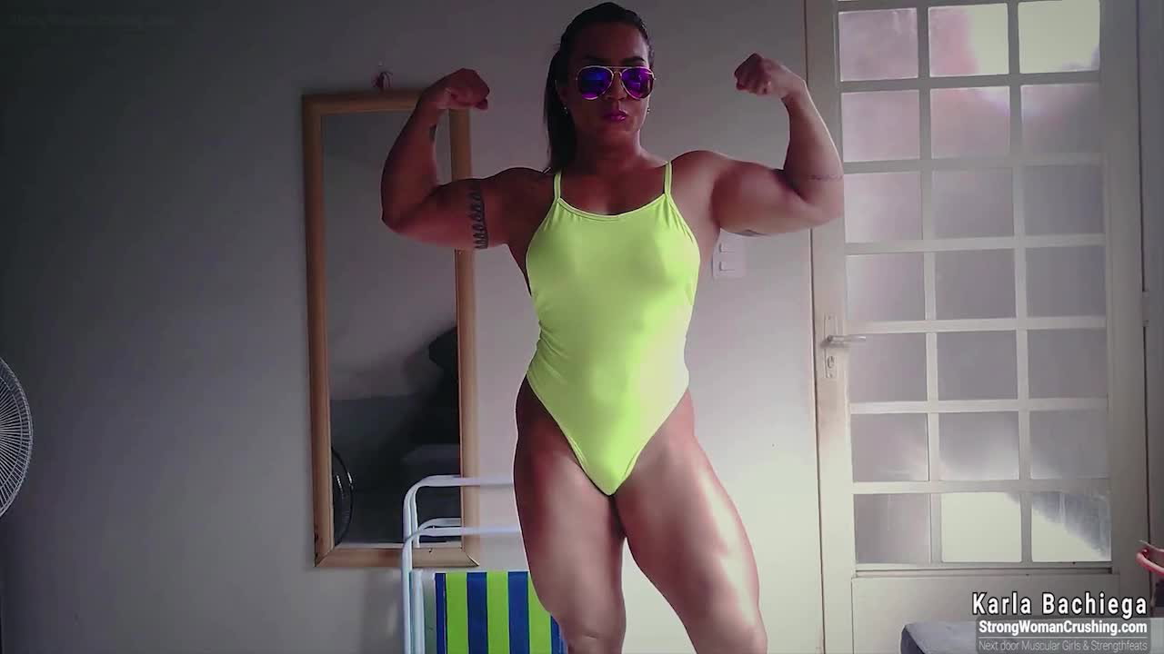 Video by MusclegirlStrength with the username @MusclegirlStrength, who is a brand user,  May 23, 2024 at 2:11 PM and the text says 'Muscle Goddess Karla Bachiega Destroys Beach Chairs!:
https://www.strongwomancrushing.com/2020/01/14/karla-bachiega-muscle-beach-chair-destruction/

Karla Bachiega, a destruction machine showing her strong beefy muscles ready to destroy every metal..'