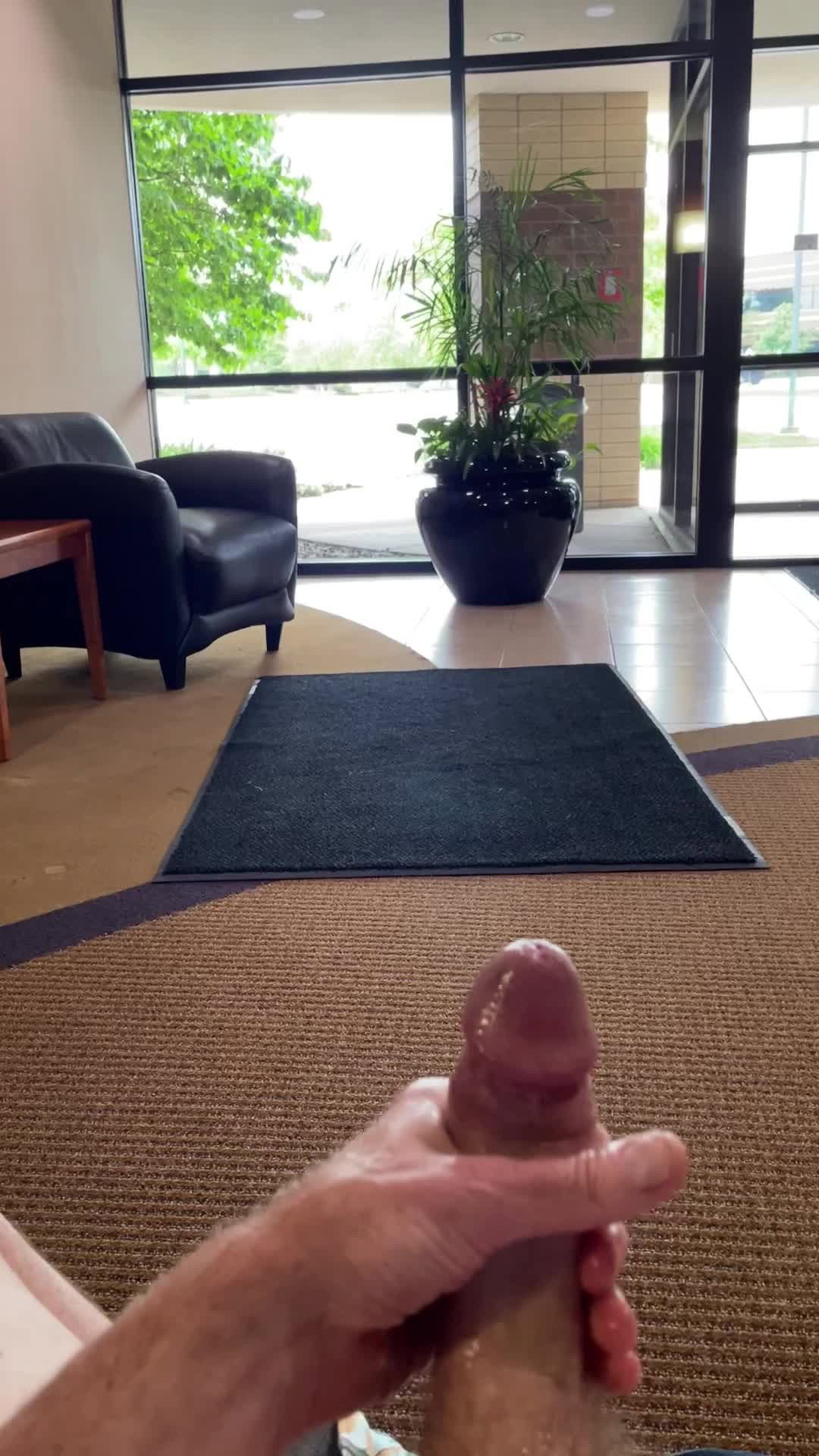 Video by GunnerJackson with the username @GunnerJackson, who is a verified user,  May 28, 2024 at 4:06 PM. The post is about the topic Cocks in public and the text says 'Office lobby now in play'