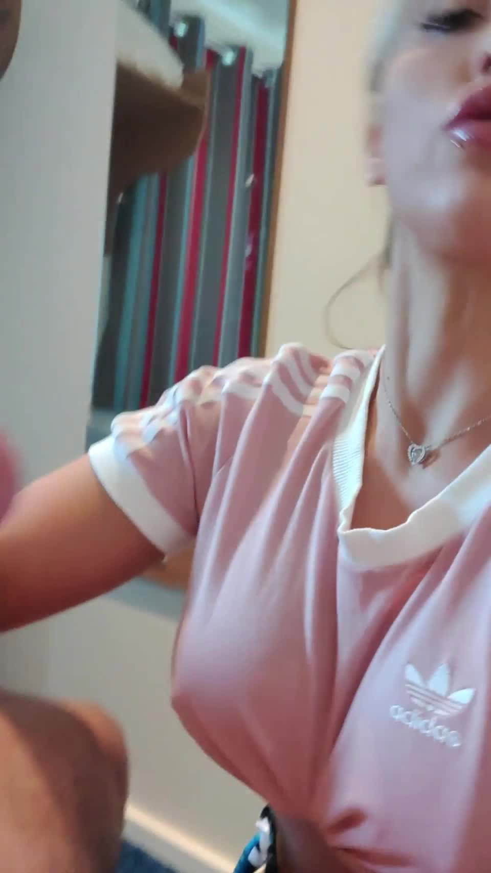 Video by Lovesupreme with the username @Lovesupreme,  February 28, 2021 at 5:14 AM. The post is about the topic She likes it big and the text says 'nice adidas pink shirt'