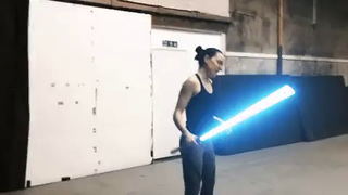 ohtze:
poor-queequeg:

gif87a-com:

Daisy Ridley practicing with a light saber.

This can get reblog