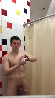 Video by Man Tools with the username @mantools,  January 19, 2019 at 7:42 PM and the text says 'Jerking off in the showers'